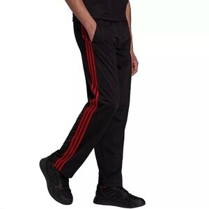 Adidas Red & Black 3-Stripe Track Pants